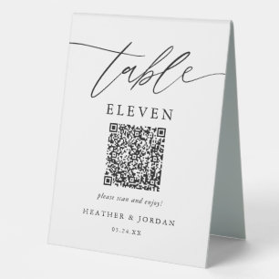 Rustic Wedding Table Numbers with QR Code Tent