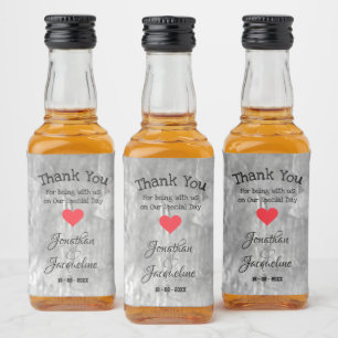 Rustic Wedding Thank You Gift Script Names Mini Liquor Bottle Label