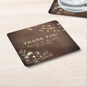 Rustic Wedding Thank You Paper Coaster