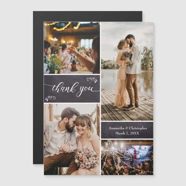 Rustic Wedding Thank you Photo Collage Vertical (Front/Back)