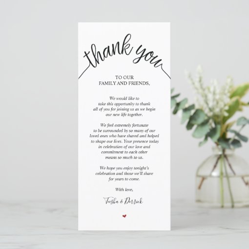 Rustic Wedding Thank you Place Setting Card | Zazzle