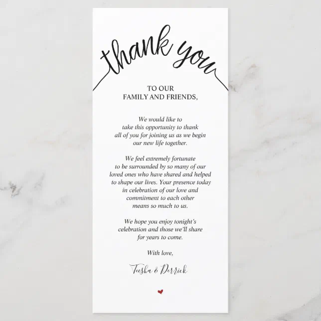 Rustic Wedding Thank you Place Setting Card | Zazzle