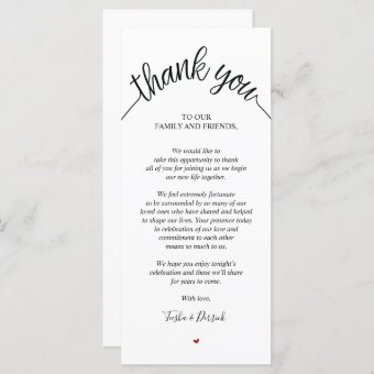 Rustic Wedding Thank you Place Setting Card | Zazzle