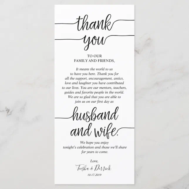 Rustic Wedding Thank you Place Setting Card | Zazzle