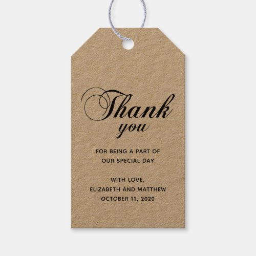 Rustic wedding thank you script Country gift tag