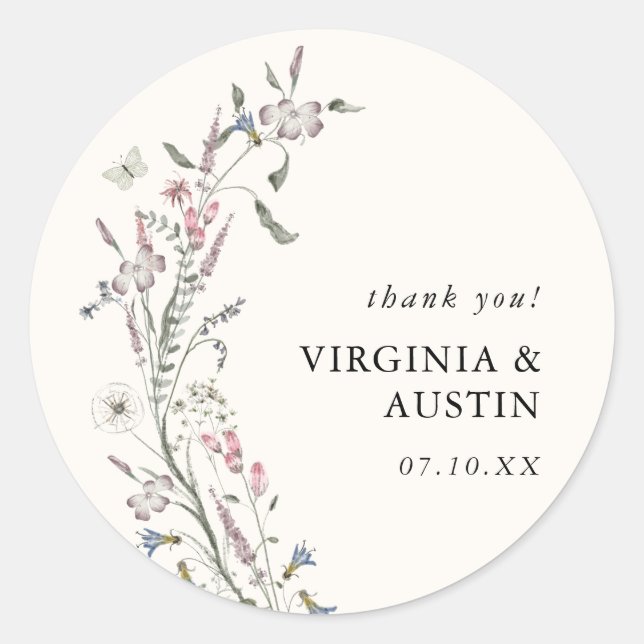 Rustic Wedding Thank You Sticker (Front)