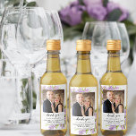 Rustic Wedding Thank You Watercolor Lilacs Mini Wine Label<br><div class="desc">These miniature wine labels are perfect for use as wedding favors or as an addition to a swag bag for members of your bridal party. The design features your photo surrounded by lilac flowers & leaves in shades of lavender or light purple and green. The caption reads: Thank you for...</div>