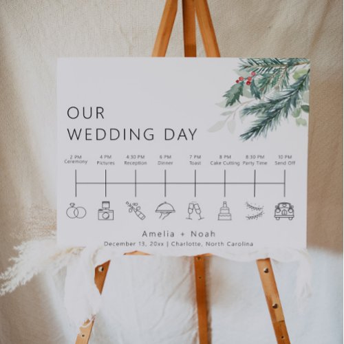 rustic wedding timeline welcome sign