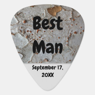 Rustic Wedding Tree Bark Nature Photo Best Man Guitar Pick