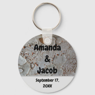 Rustic Wedding Tree Bark Photo Guest Favor Keychain