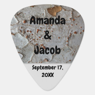 Rustic Wedding Tree Bark Photo Unique Guest Favor Guitar Pick