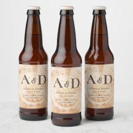 Rustic Wedding Tree wood bark Personalized  Beer Bottle Label