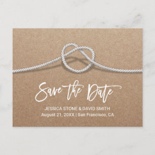 Rustic Wedding Tying the Knot Kraft Save the Date Announcement Postcard