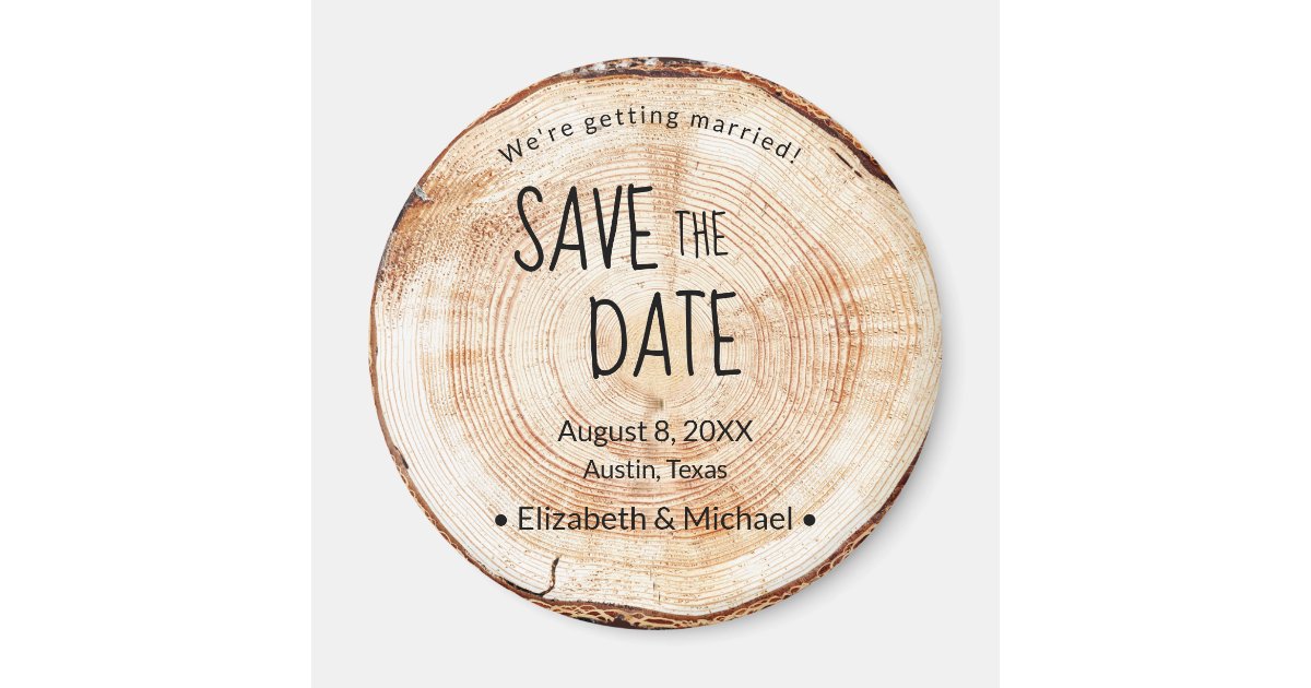 Rustic Wedding Unique Save the date Printed Wood Magnet | Zazzle