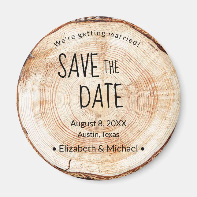 Rustic Wedding Unique Save the date Printed Wood Magnet | Zazzle