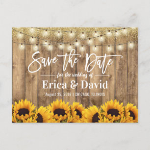 Rustic Wedding Vintage Sunflowers Save the Date Announcement Postcard