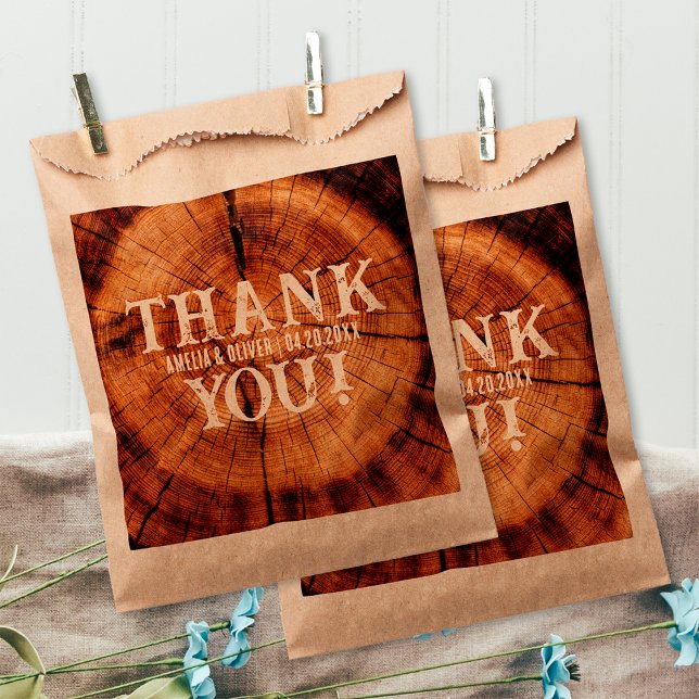 Rustic Wedding Vintage Wood Tree Thank You Favor Bag (Creator Uploaded)