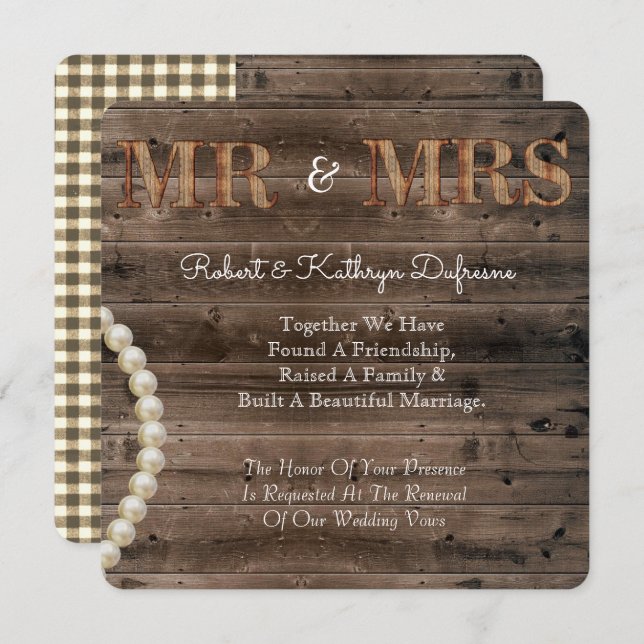 Rustic Wedding Vow Renewal Invitation (Front/Back)