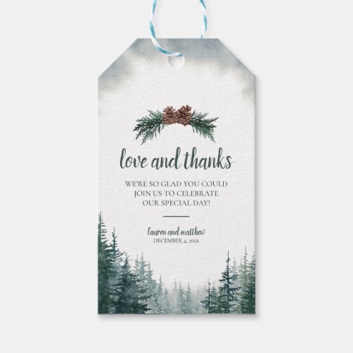 Rustic Wedding Watercolor Tree Favor Gift Tag