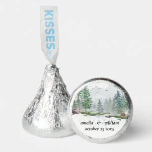 Rustic Wedding Watercolor Woodland Pine Forest  Hershey®'s Kisses®