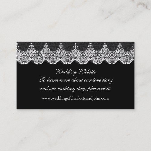 Rustic Wedding Website Royal White  Lace Black Enclosure Card