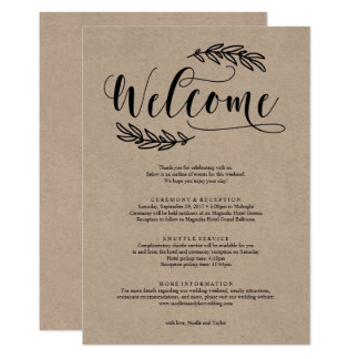 Rustic Wedding Weekend Welcome Itinerary Card