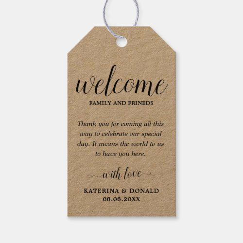 Rustic Wedding Welcome Favor Bags  Gift Tags