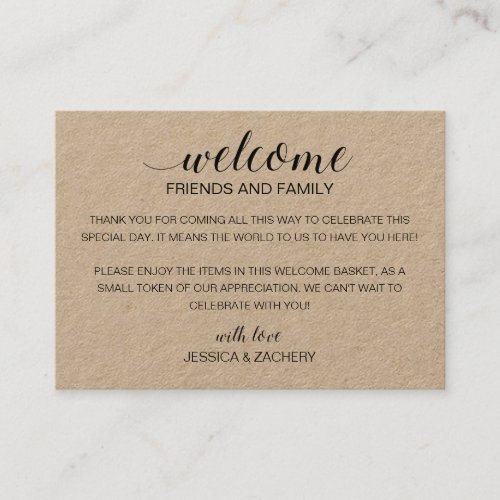 Rustic Wedding Welcome Guests Gift Bag Basket Place Card