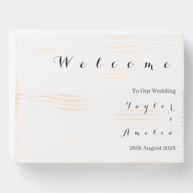 Rustic Wedding Welcome Sign Minimal Modern Script (Front Horizontal)