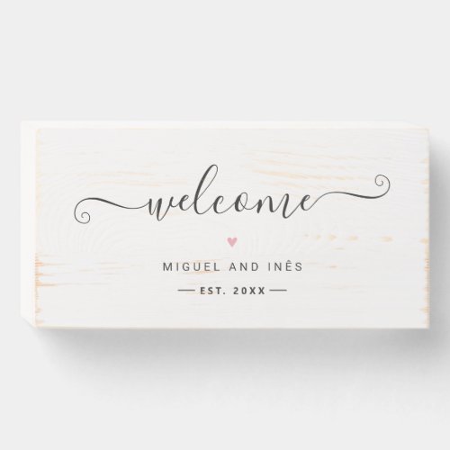Rustic Wedding Welcome Simple Calligraphy Table Wooden Box Sign
