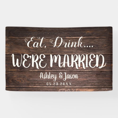 Rustic Wedding WERE MARRIED Country Barn Wood Banner