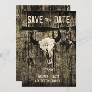 Rustic Wedding Western Cow Skull Save The Date