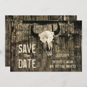 Rustic Wedding Western Cow Skull Save The Date