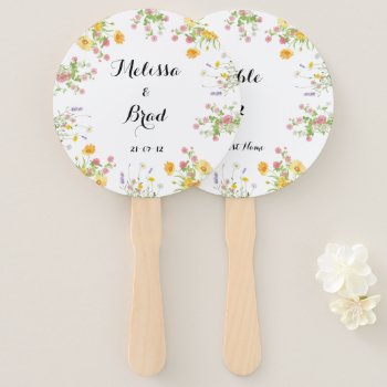 Rustic Wedding Wild Flower Bouquet Hand Fan by TheSillyHippy at Zazzle