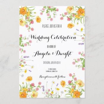 Rustic Wedding Wild Flower Bouquet Invitation by TheSillyHippy at Zazzle