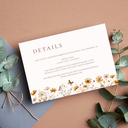 Rustic Wedding Wildflower Details Enclosure Card