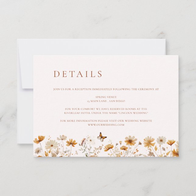Rustic Wedding Wildflower Details Enclosure Card (Front)