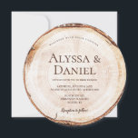 Rustic Wedding Wood Cut Grain Custom Invitation<br><div class="desc">Capture the charm and natural beauty of a rustic wedding with our Rustic Wedding Wood Cut Grain Custom Invitation. Inspired by the rustic elegance of wood slices, this unique invitation features a round card design that mimics the appearance of a wood cut slab, complete with tree rings. Personalizing this invitation...</div>