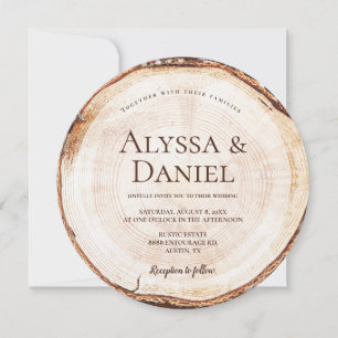 Rustic Wedding Wood Cut Grain Custom Invitation