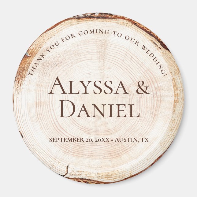 Rustic Wedding Wood Cut Grain Custom Magnet (Front)