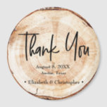 Rustic Wedding Wood Cut Thank you Script Magnet<br><div class="desc">Express your gratitude to your wedding guests in a charming and rustic way with the Rustic Wedding Wood Cut Thank You Script Magnet. This unique favor is designed to leave a lasting impression and serve as a daily reminder of your special day. The magnet features a printed woodcut background, adding...</div>