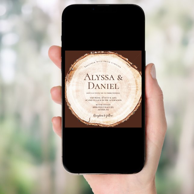 Rustic Wedding Wood Cut Unique Custom Invitation (Front Digital)