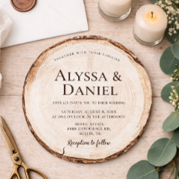 Rustic Wedding Wood Cut Unique Custom Invitation