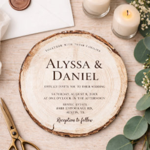 Rustic Wedding Wood Cut Unique Custom Invitation