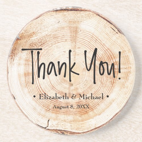Rustic Wedding Wood Disk Thank you  Coaster