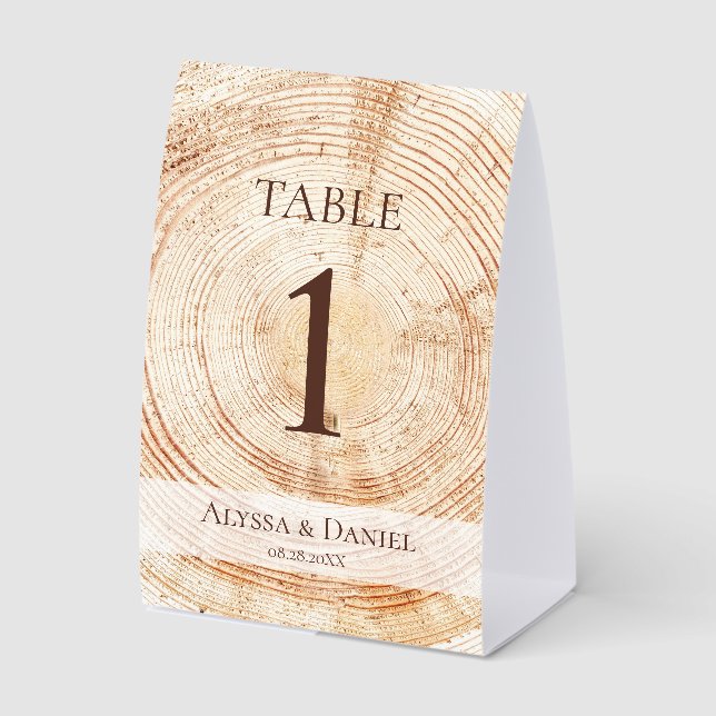 Rustic wedding Wood Grain background Custom Paper Table Tent (Front)