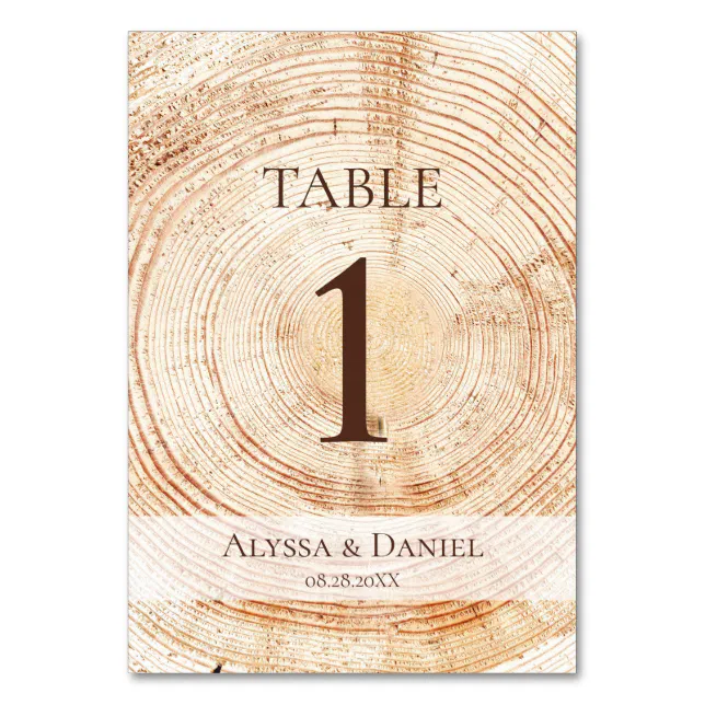 Rustic wedding Wood Grain background Custom Table Number | Zazzle