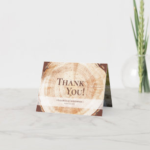 Rustic Wedding Wood Grain Custom Photo Thank you Card