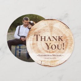 Rustic Wedding Wood Grain Custom Photo Thank you Invitation