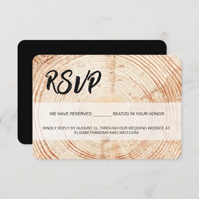 Rustic Wedding Wood Grain RSVP reserved Seating (Front/Back)